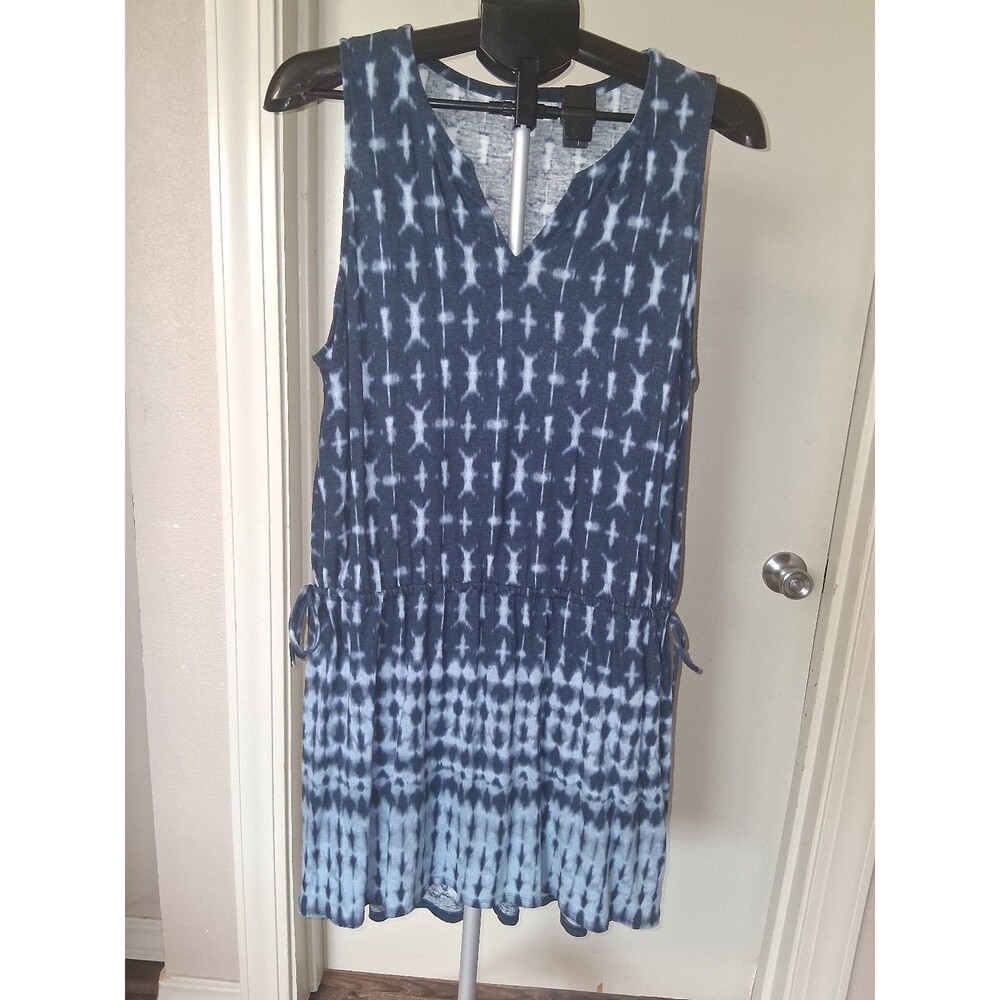 J. Jill Pure Jill Tie-Dye V-Neck Tunic Shift Dress, Large Coastal Resort Beachy - Picture 2 of 10
